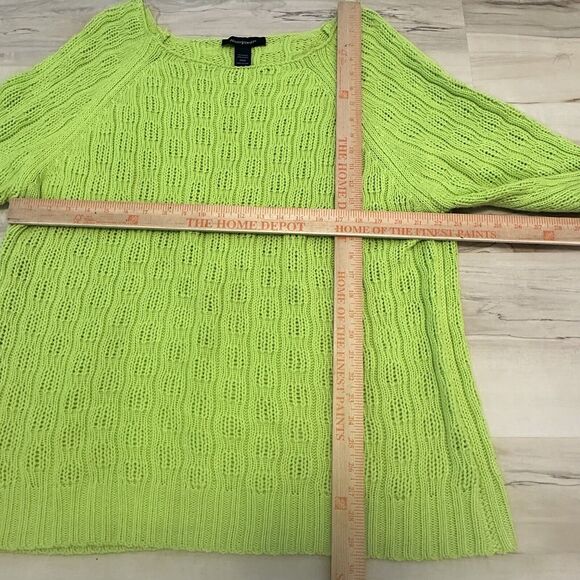 Ashley Stewart Women 22 24 Sweater Knit Wide Neck Line Long Sleeve Lime Green - Picture 5 of 5